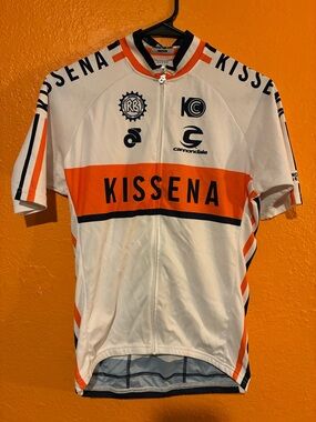 Kissena Men’s Short Sleeve Cycling Jersey - White & Orange